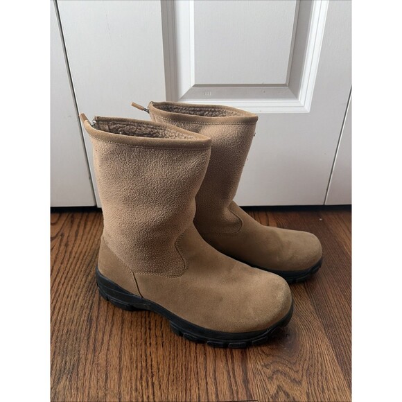 Lands’ End  Chestnut Suede Fleece  Sweater  Snow  Boots  Women’s  Size 8.5 - Picture 1 of 5